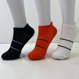 Womens Ankle Socks Set 3 Stripes Black Orange White Gray